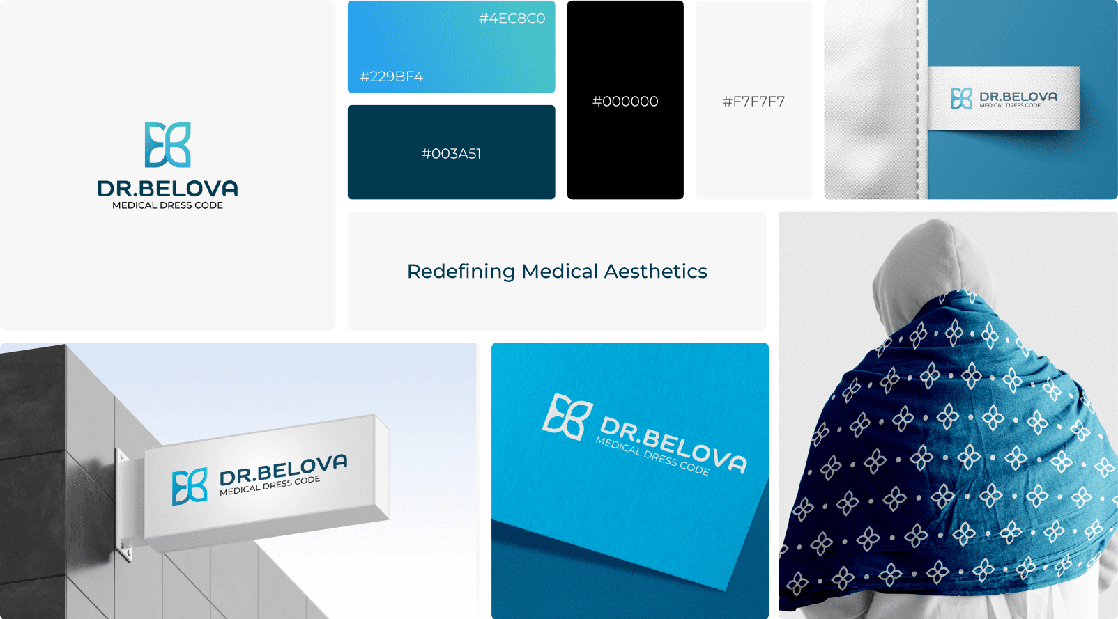 Dr.Belova logo applications across materials